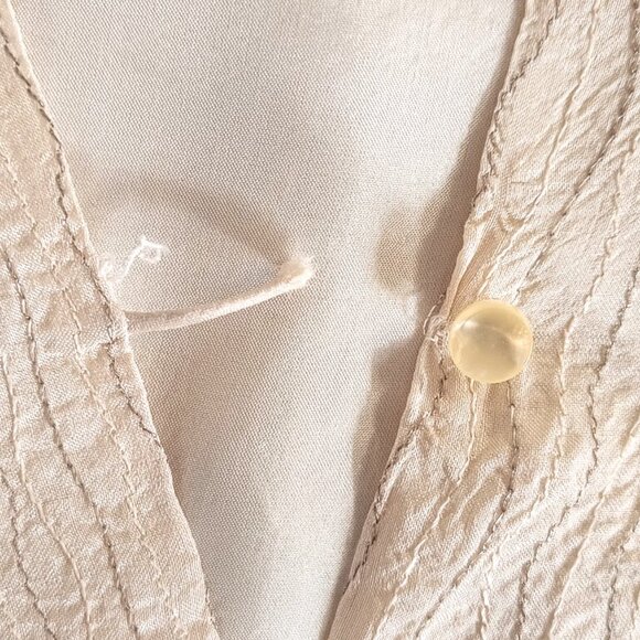 Eileen Fisher Ivory Silk Metallic Thread Jacket - Picture 4 of 7